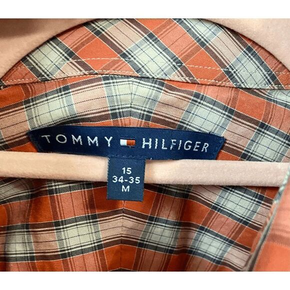 Tommy Hilfiger Men's Plaid Button-Down Long Sleeve Shirt Black, Red and White - Picture 6 of 7